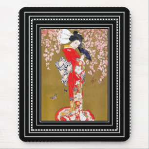 Tapis de souris Art Geisha Japonaise Affiche Vinta