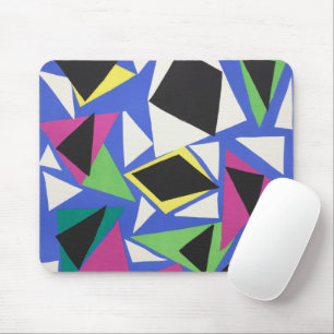 Tapis De Souris Art géométrique abstrait découpé bleu de Matisse