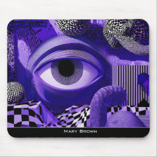 Tapis De Souris Art Géométrique Abstrait Moderne Noir Blanc Violet