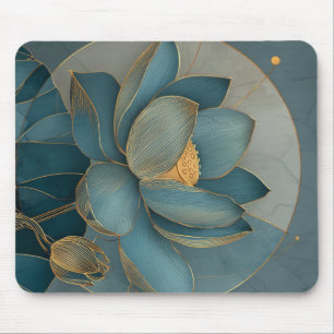 Tapis De Souris Art géométrique en ligne de fleur de lotus sarcell