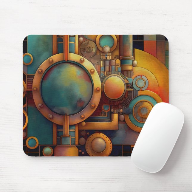 Tapis De Souris Art géométrique industriel steampunk (Avec souris)