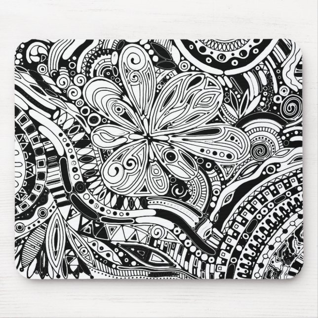 Tapis De Souris Art Géométrique Noir Et Blanc 15 (Devant)