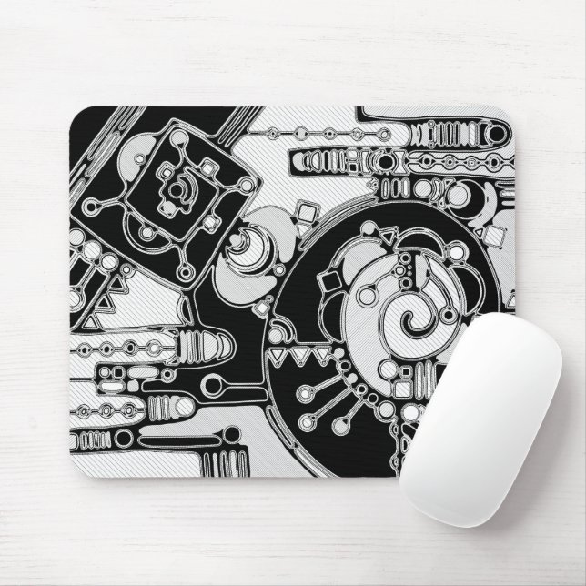 Tapis De Souris Art Géométrique Noir Et Blanc 4 (Avec souris)