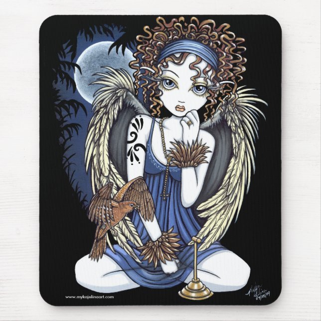 Tapis De Souris Art gothique Mousepad d'ange d'oiseau d'huile de (Devant)