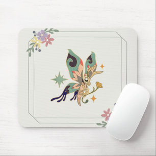 Tapis De Souris Art Graphique, Illustration Beige Papillon Fée