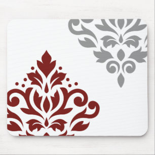 Tapis De Souris Art I de damassé de rouleau rouge et gris sur le