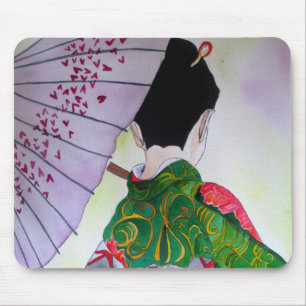 Tapis De Souris Art japonais de geisha avec le kimono et le