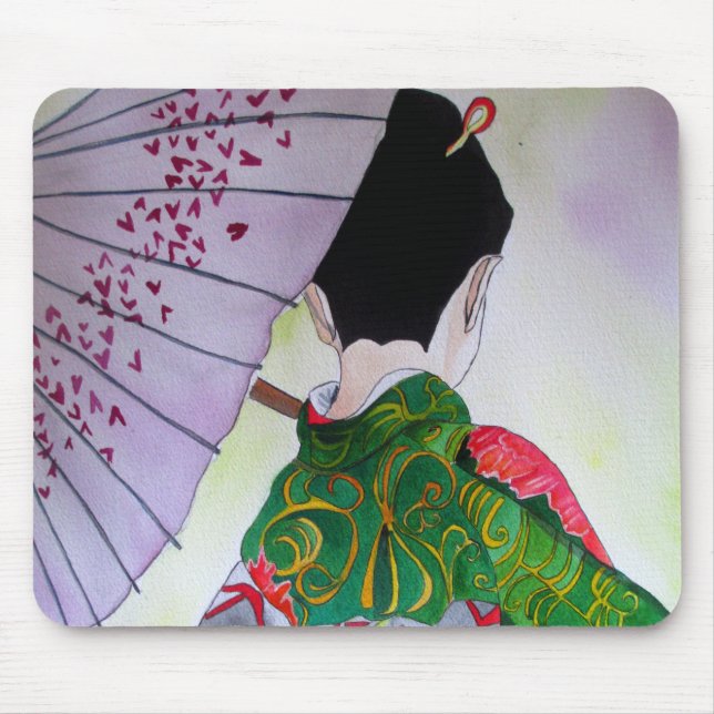 Tapis De Souris Art japonais de geisha avec le kimono et le (Devant)