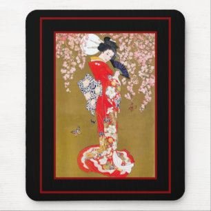 Tapis de souris Art Japonais Geisha Dame Affiche V