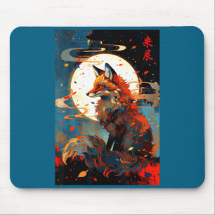 Tapis De Souris Art japonais vintage ren dans le paysage nocturne