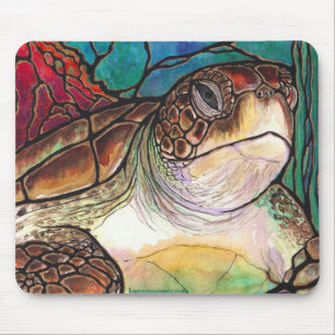 Tapis De Souris Art magnifique de style en verre souillé de tortue