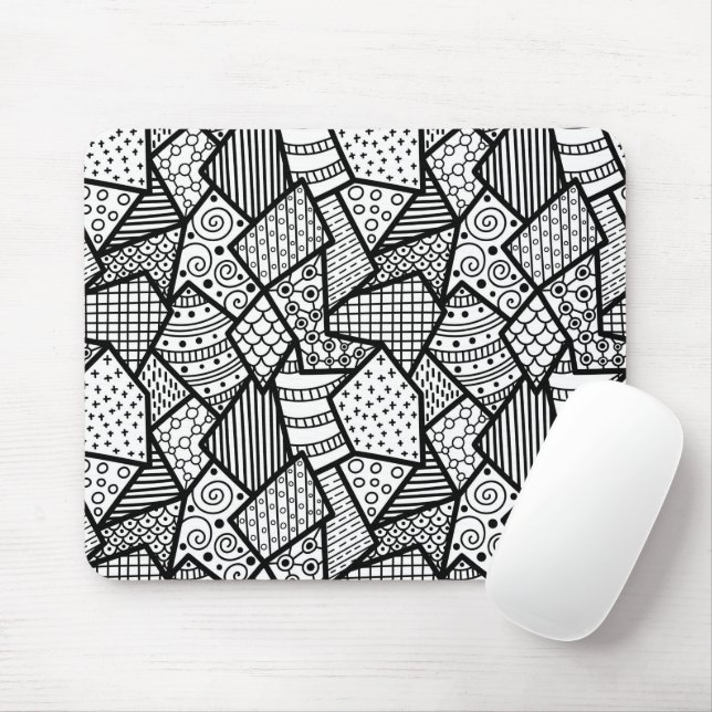 Tapis De Souris Art Motif noir et blanc Abstrait (Avec souris)