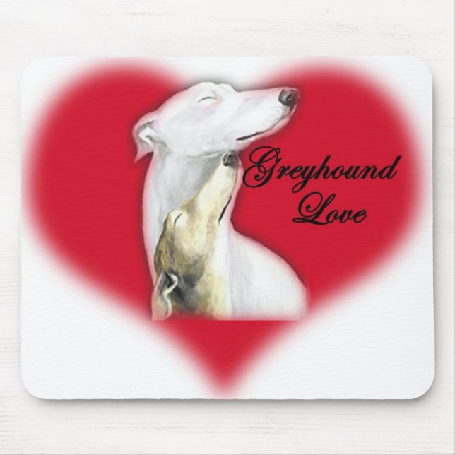 Tapis De Souris Art Mousepad de chien "d'amour de lévrier" (Devant)