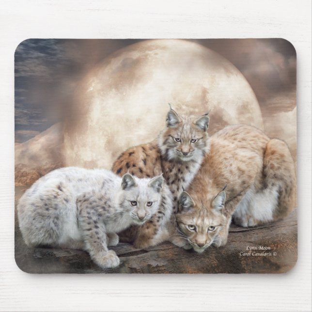 Tapis De Souris Art Mousepad de lune de Lynx (Devant)