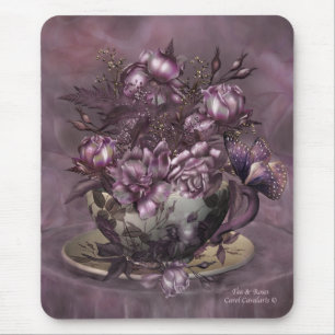 Tapis De Souris Art Mousepad de thé et de roses