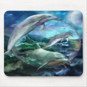 Tapis De Souris Art Mousepad de trois dauphins