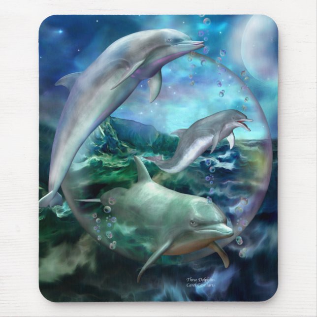 Tapis De Souris Art Mousepad de trois dauphins (Devant)