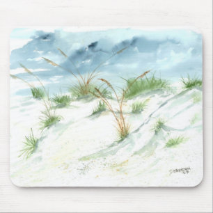 Tapis De Souris Art nautique d'aquarelle de paysage marin de plage