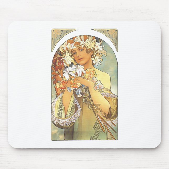 Tapis De Souris Art Nouveau - Alphonse Mucha "fleur " (Devant)