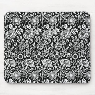Tapis De Souris Art nouveau Carnation Damask, noir et blanc