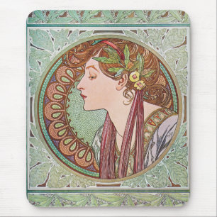 Tapis De Souris Art Nouveau Mousepad de laurier d'Alphonse Mucha