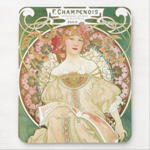Tapis De Souris Art Nouveau vintage, Champenois par Alphonse Mucha