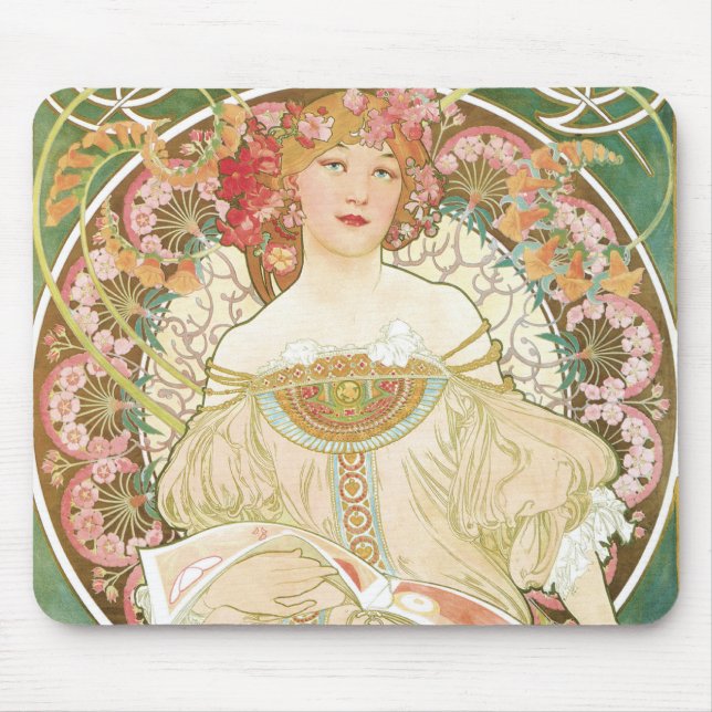 Tapis De Souris Art Nouveau vintage, Champenois par Alphonse Mucha (Devant)