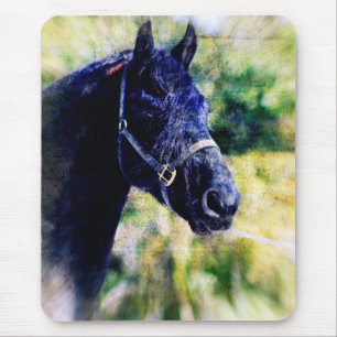 Tapis De Souris Art numérique du cheval noir