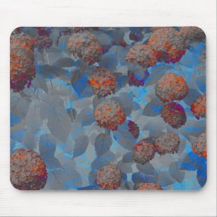 Tapis De Souris Art numérique motif de fleurs de couleur orange bl