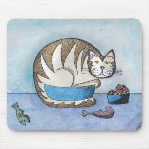 Tapis De Souris Art original Mousepad de gros chat drôle