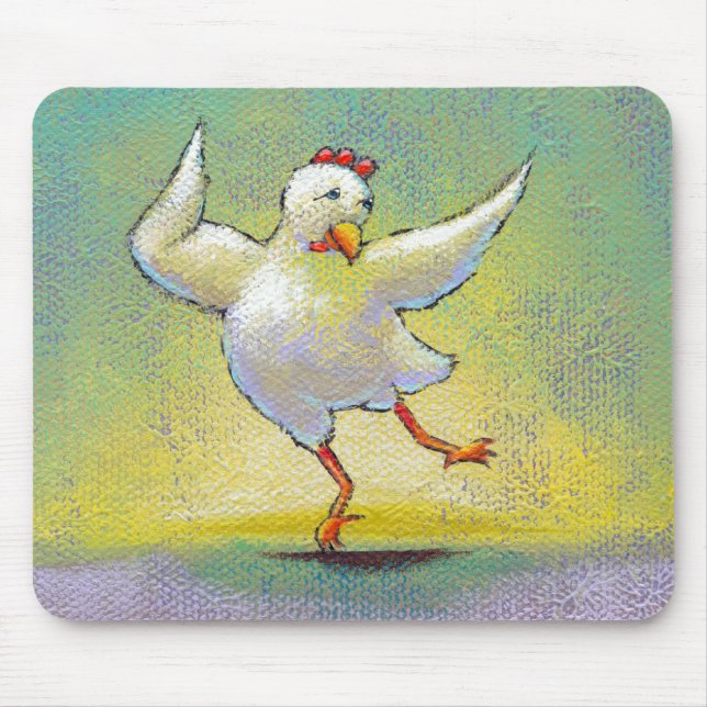 Tapis De Souris Art original unique d'amusement de poulet de danse (Devant)