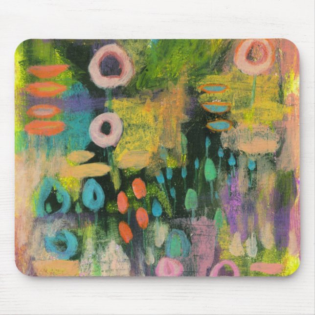 Tapis De Souris Art painting Abstract Mixed Media Floral (Devant)