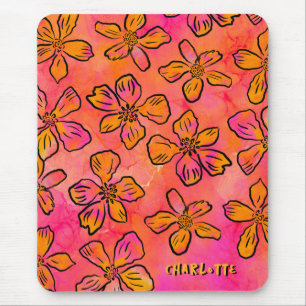 Tapis De Souris Art Pop Floral Rose Personnalisé
