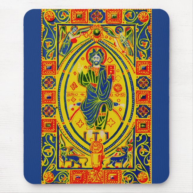 Tapis De Souris Art populaire byzantin Jésus (Devant)