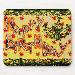 Tapis De Souris Art populaire russe Joyeux anniversaire