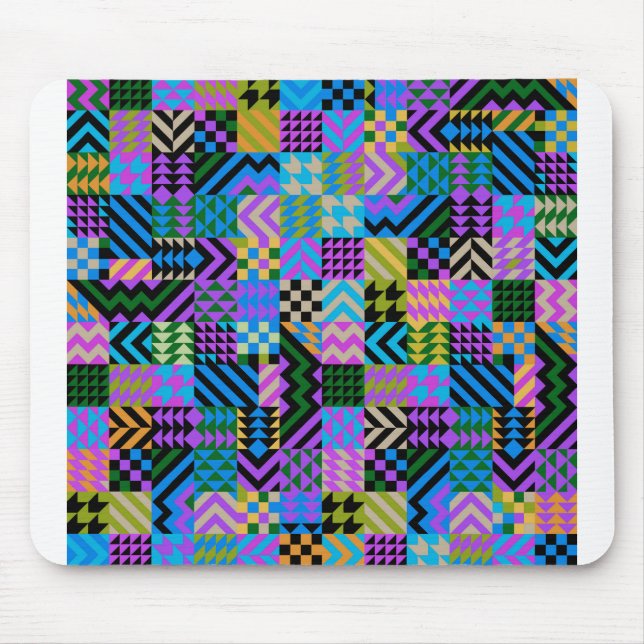 Tapis De Souris Art populaire tribal - Bleu (Devant)