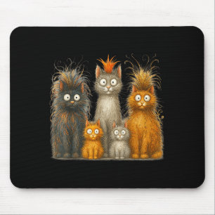 Tapis De Souris Art Rétro de Chat Fou Drôle Cadeau de Chatons pour