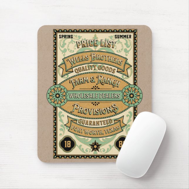 Tapis De Souris Art rétro graphique unique Style Ferme (Avec souris)