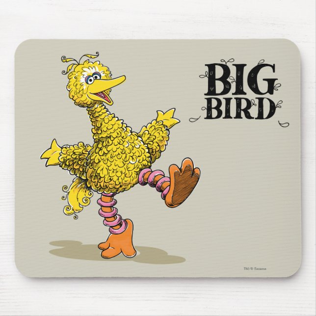 Tapis De Souris Art Rétro Gros Oiseau (Devant)