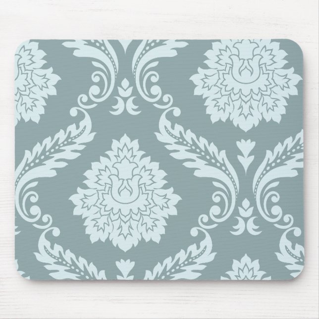 Tapis De Souris Art Rococo Damassé I Bleu Canard + Turquoise (Devant)