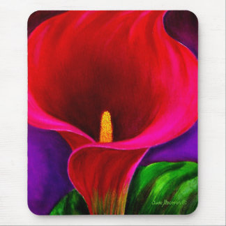Tapis De Souris Art rouge de peinture de fleur de lis de Cala -