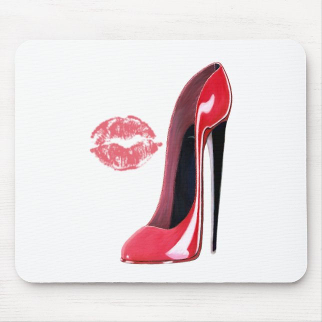 Tapis De Souris Art stylet rouge de chaussure et de baiser (Devant)