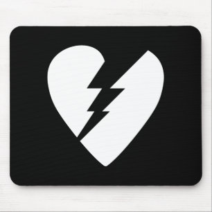 Tapis De Souris Art vectoriel du coeur brisé noir et blanc