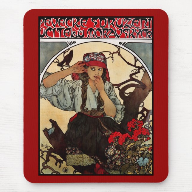 Tapis de souris Art Vintage Alfons Mucha Enseignan (Devant)