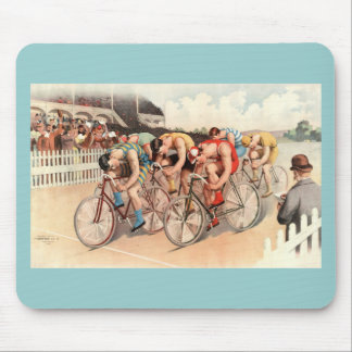 Tapis De Souris Art vintage d'affiche de course de bicyclette