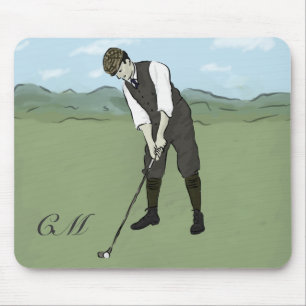 Tapis De Souris Art vintage décoré d'un monogramme de golf de st