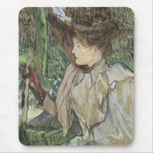 Tapis De Souris Art vintage, Femme avec gants par Toulouse Lautrec