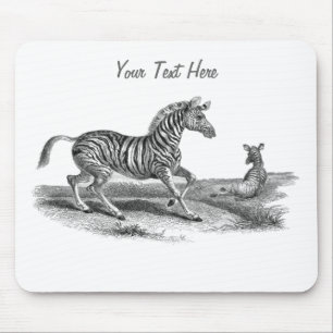 Tapis De Souris Art vintage Zebra Mare Et Foie Faune Mousepad