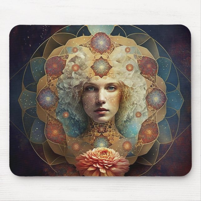 Tapis De Souris Art Visionnaire Mandala Vivant (Devant)