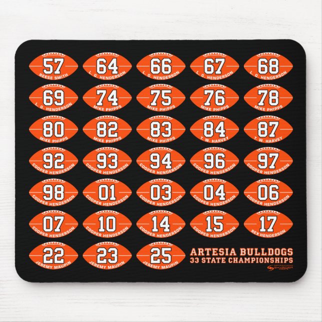 Tapis De Souris Artesia Bulldogs Football State Champs Mousepad (Devant)